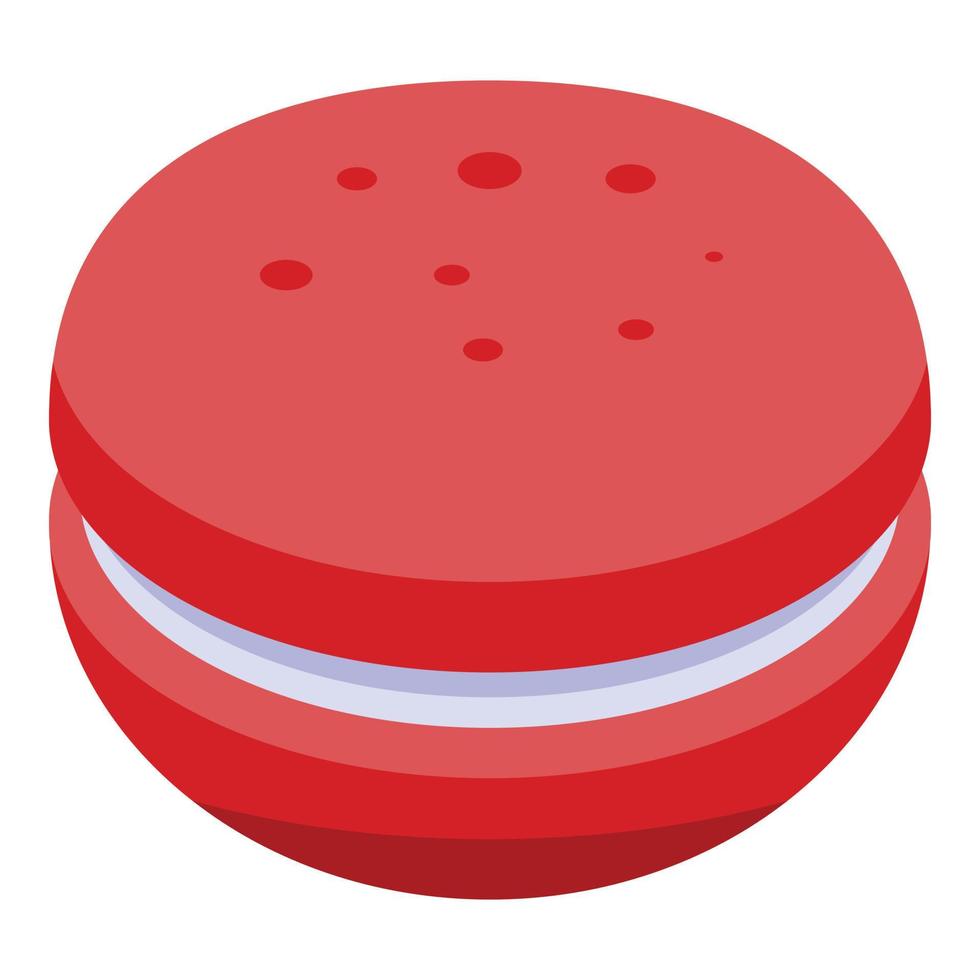 Red french macaron icon, isometric style vector