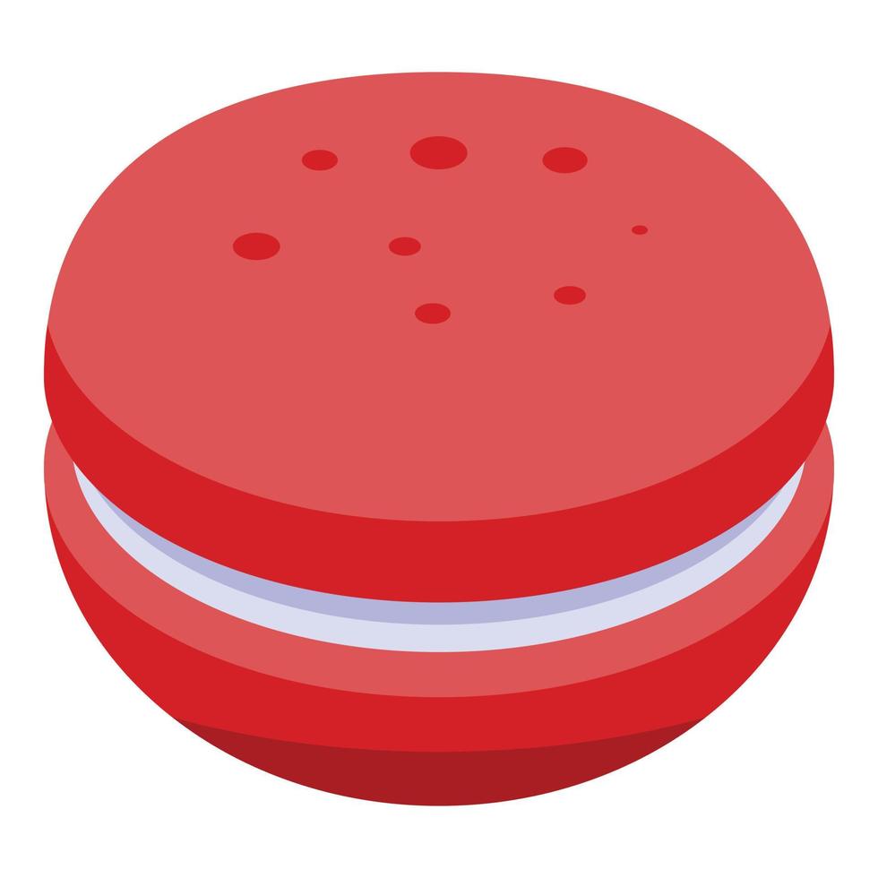 icono de macaron francés rojo, estilo isométrico vector