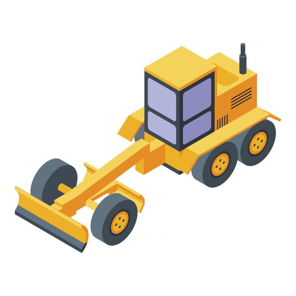 Building grader machine icon, isometric style vector