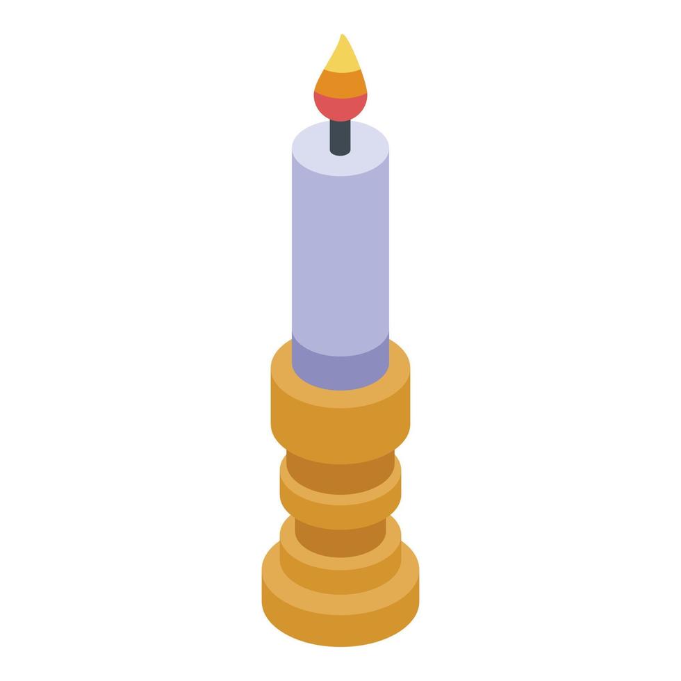 Magic burning candle icon, isometric style vector