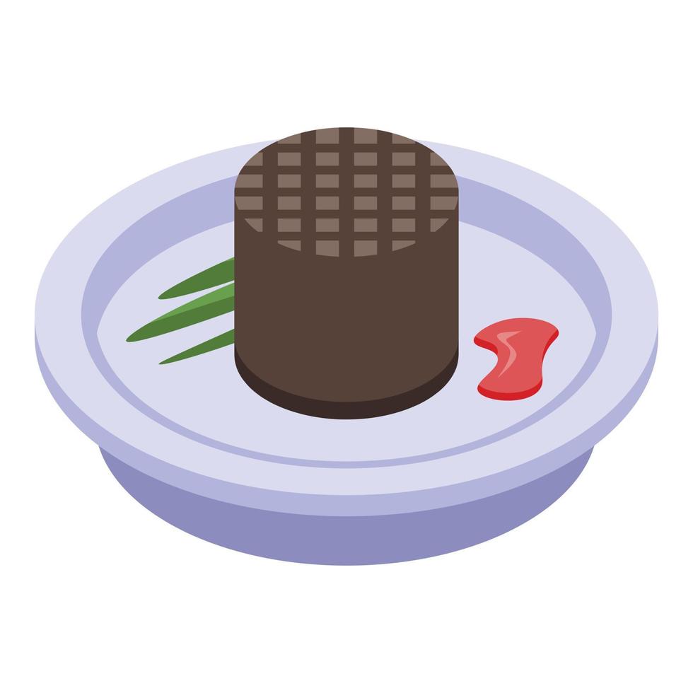 French choco waffle icon, isometric style vector