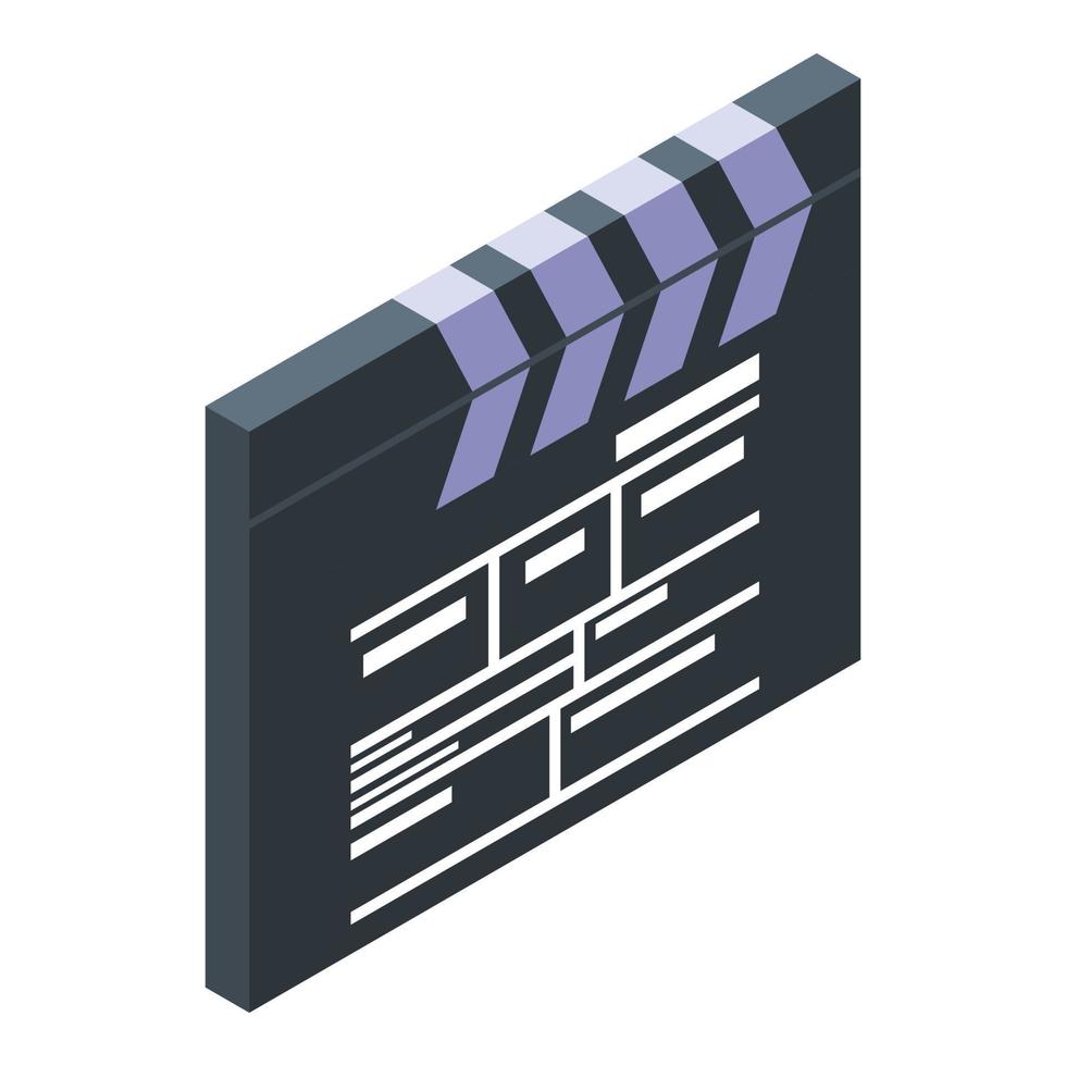 Video clapper icon, isometric style vector