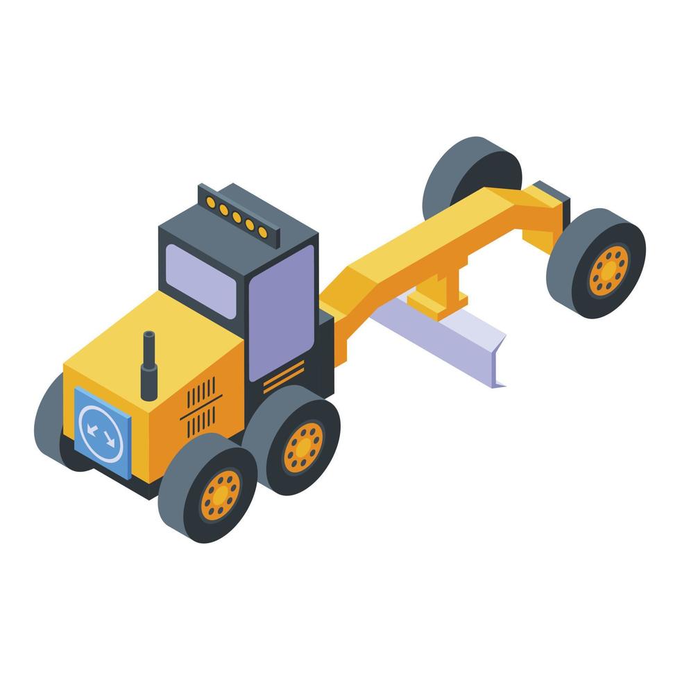 Grader machine truck icon, isometric style vector