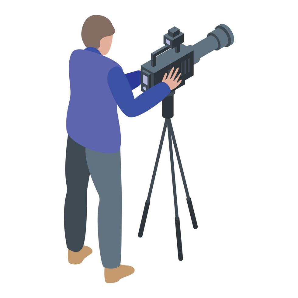 Cameraman capture icon, isometric style vector