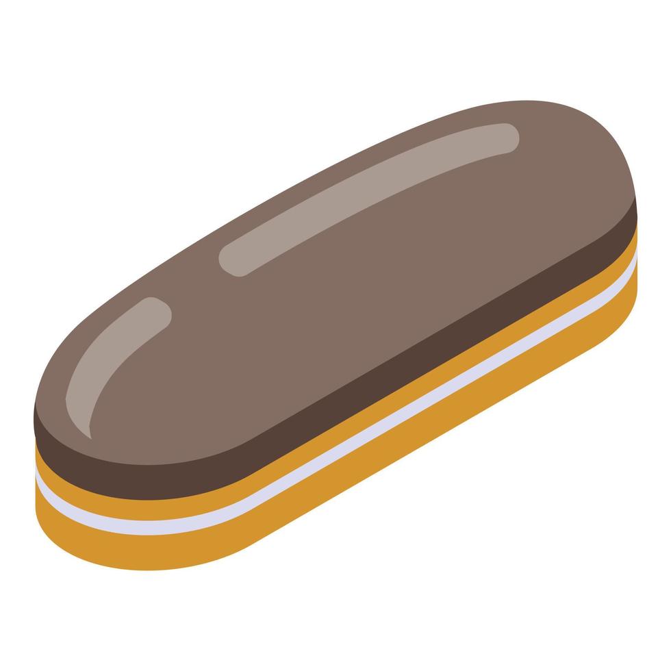 French eclair icon, isometric style vector