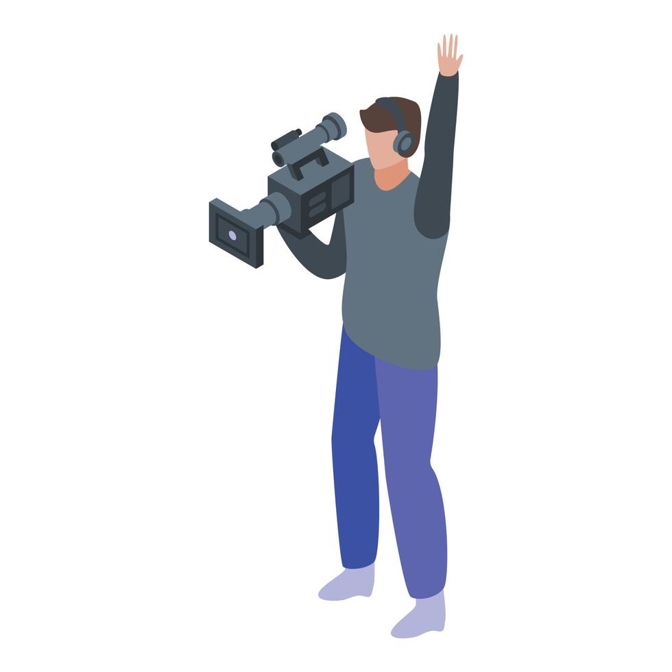 Cameraman icon, isometric style vector