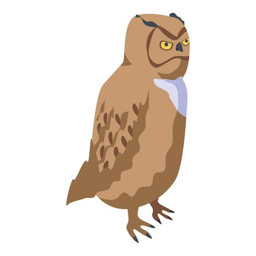 icono de pájaro búho, estilo isométrico vector