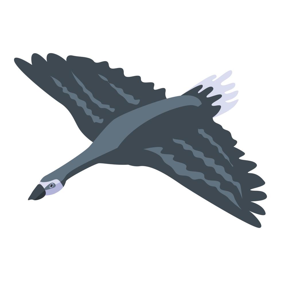 icono de ganso negro volador, estilo isométrico vector