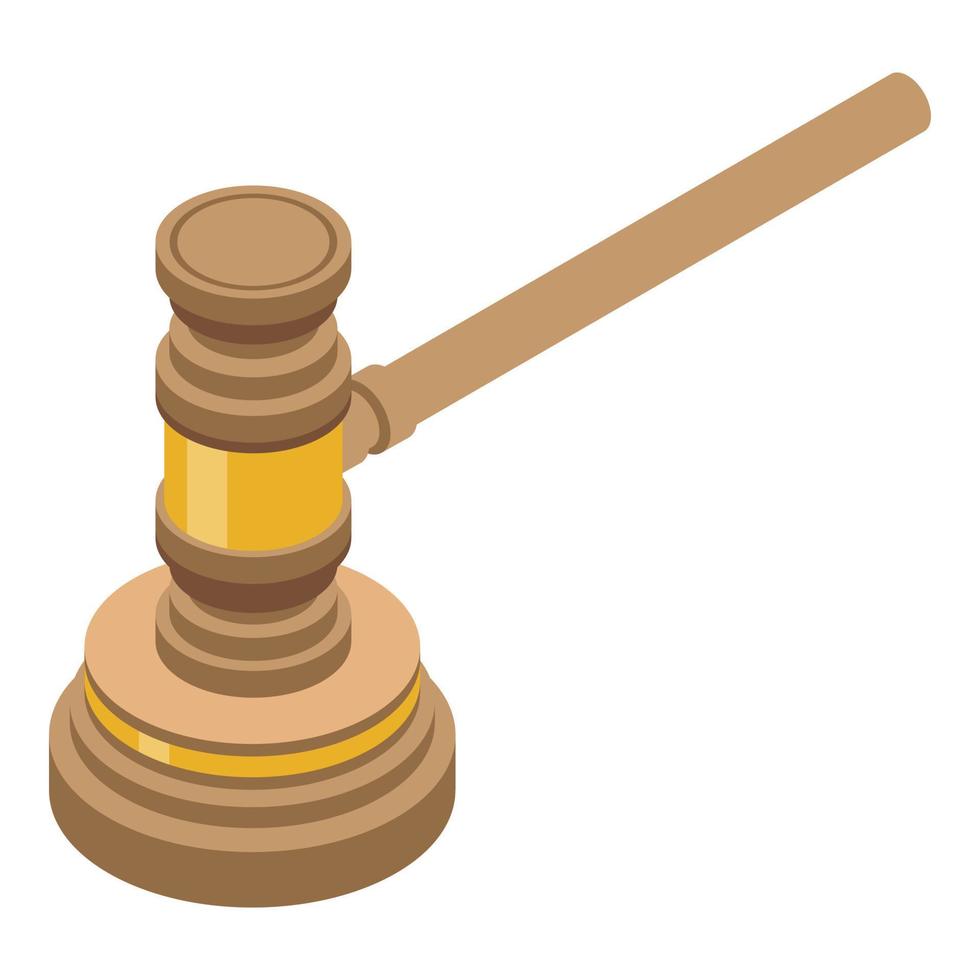 Gold judge gavel icon, isometric style vector