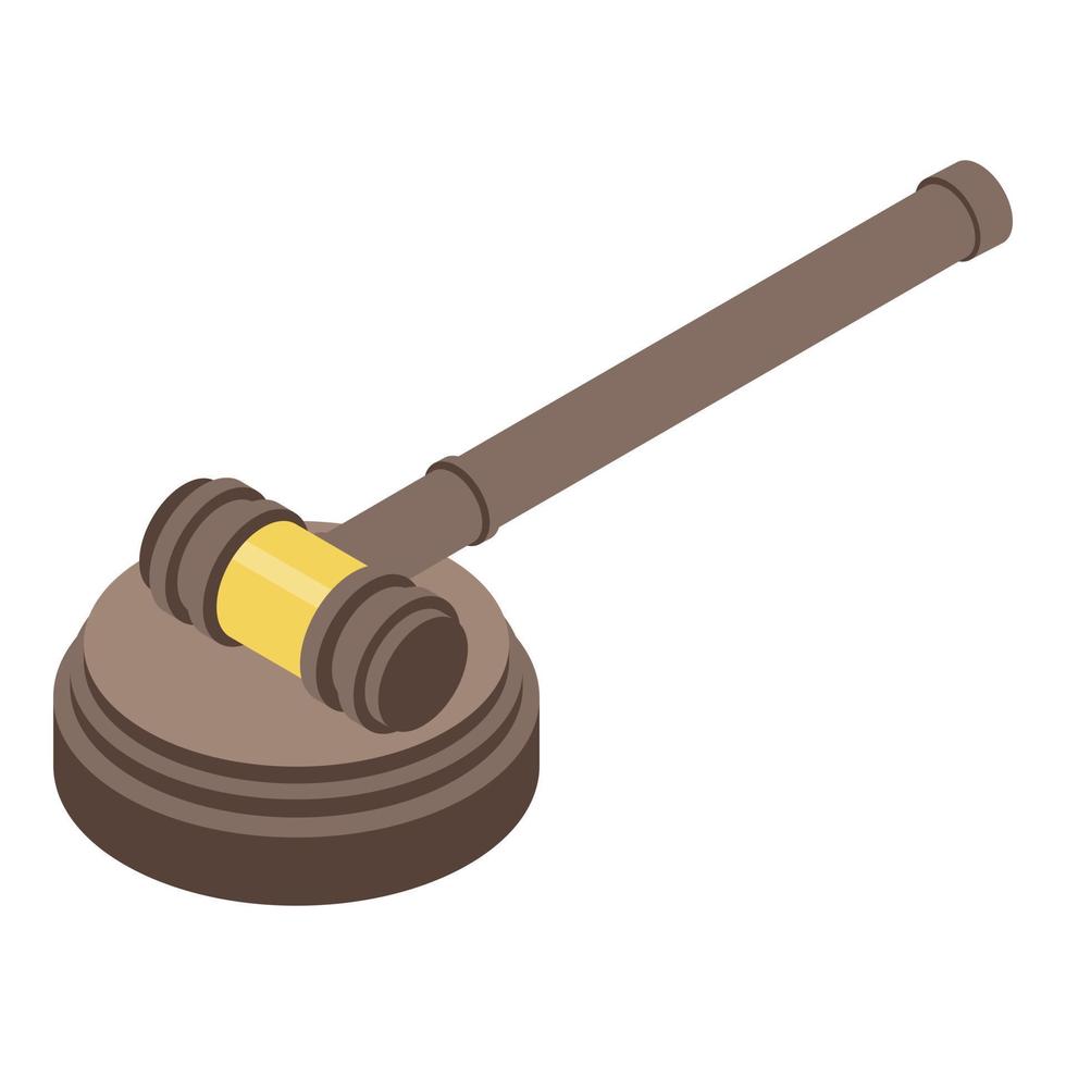 Judge hammer on stand icon, isometric style vector