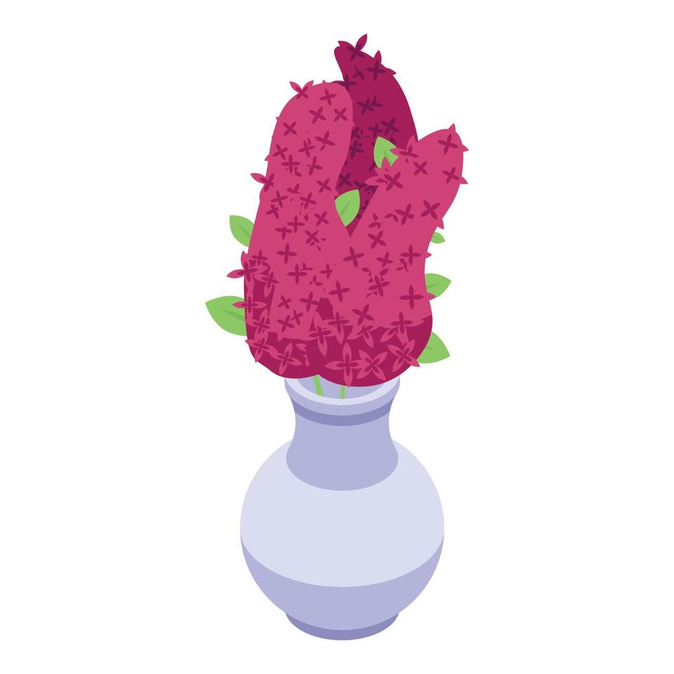 Lilac in vase icon, isometric style vector