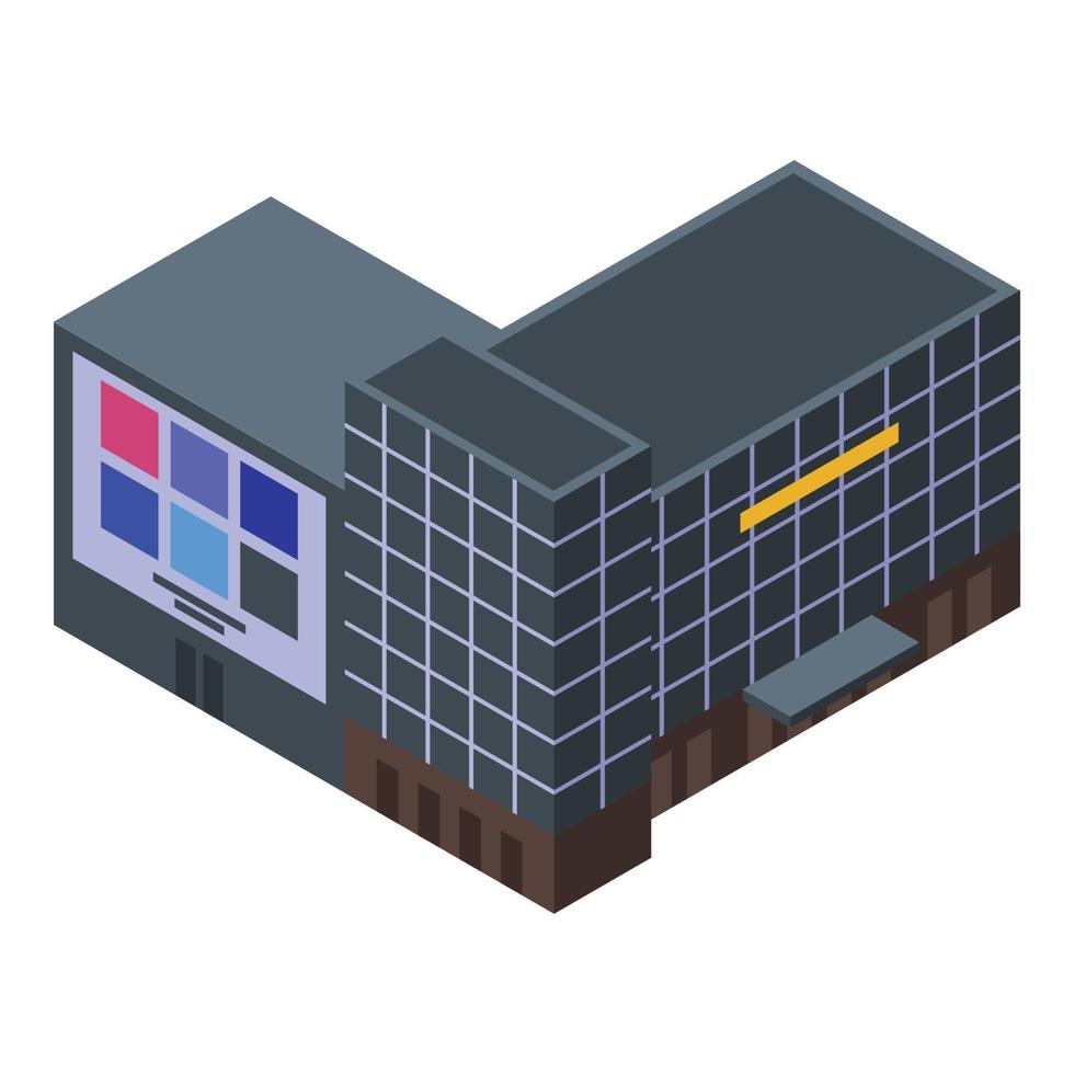 icono de edificio de centro comercial de oficinas, estilo isométrico vector