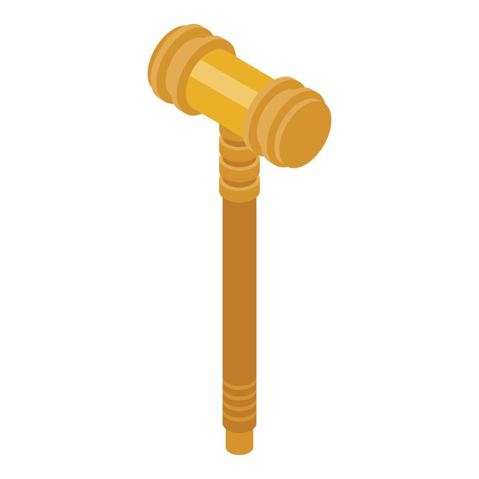 Wood gavel icon, isometric style vector