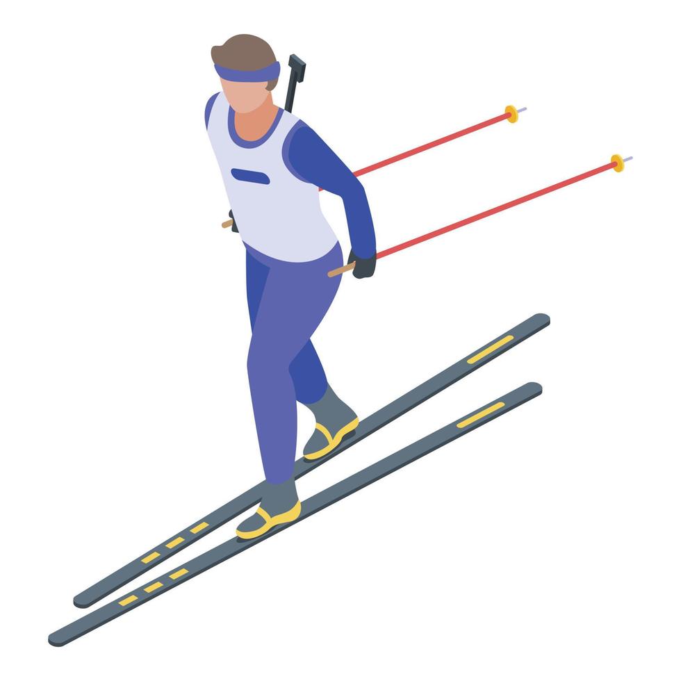 Ski biathlon icon, isometric style vector