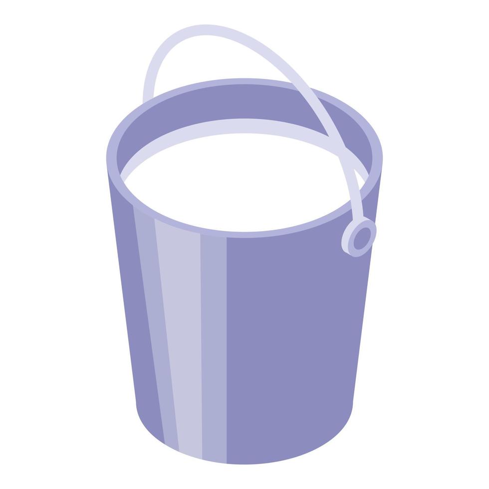 Fresh milk bucket icon, isometric style vector