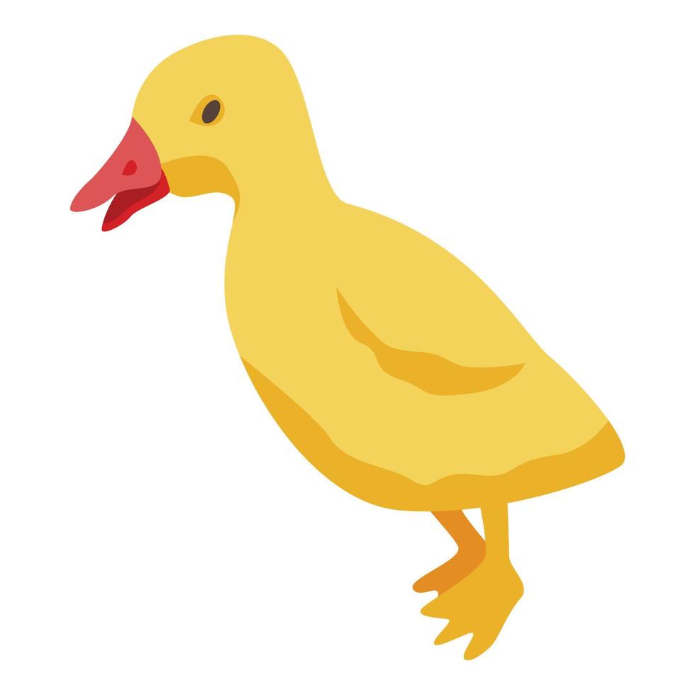 icono de pato de niño amarillo, estilo isométrico vector