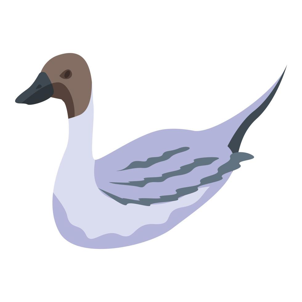 Swimming duck icon, isometric style vector