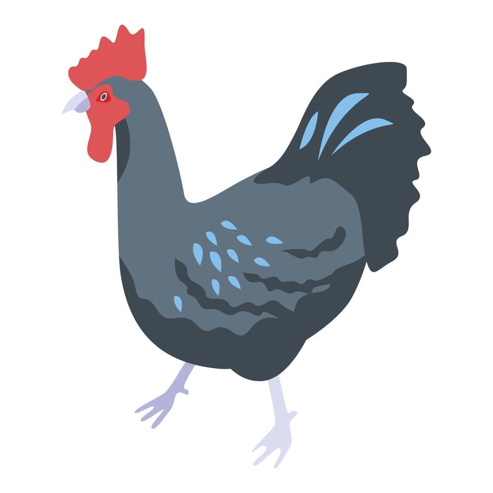 icono de gallo negro, estilo isométrico vector