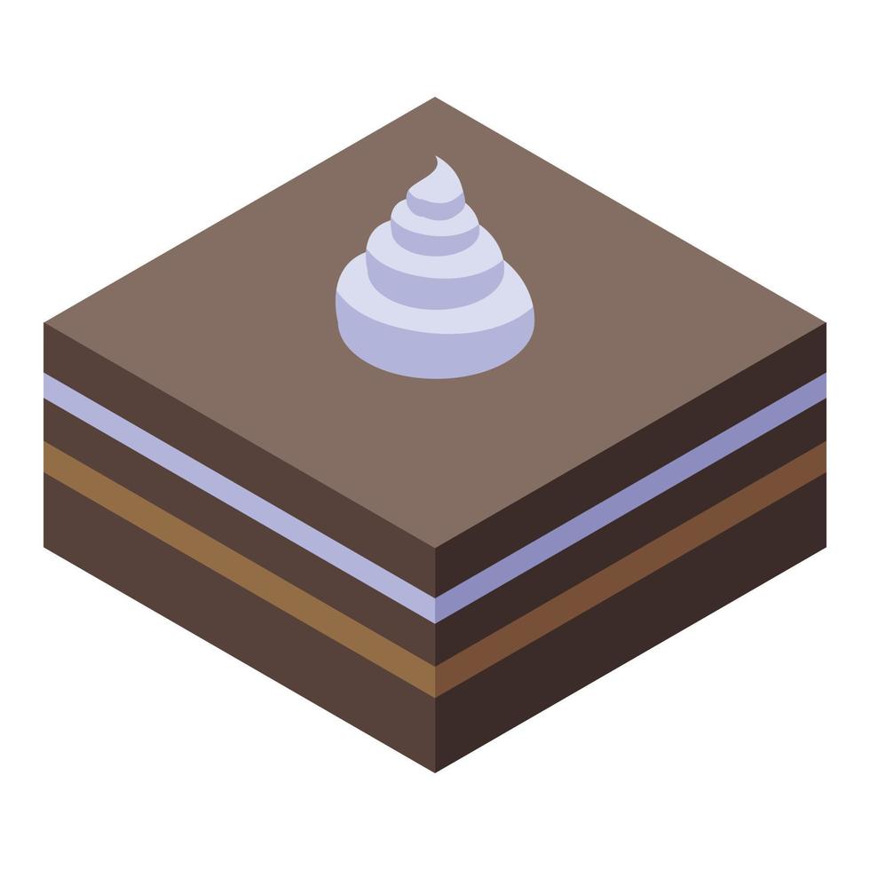 Cocoa cake icon, isometric style vector