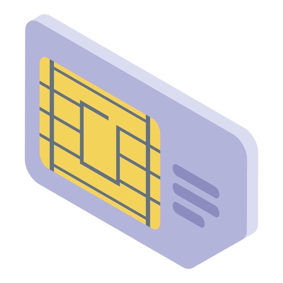 Sim phone card icon, isometric style vector
