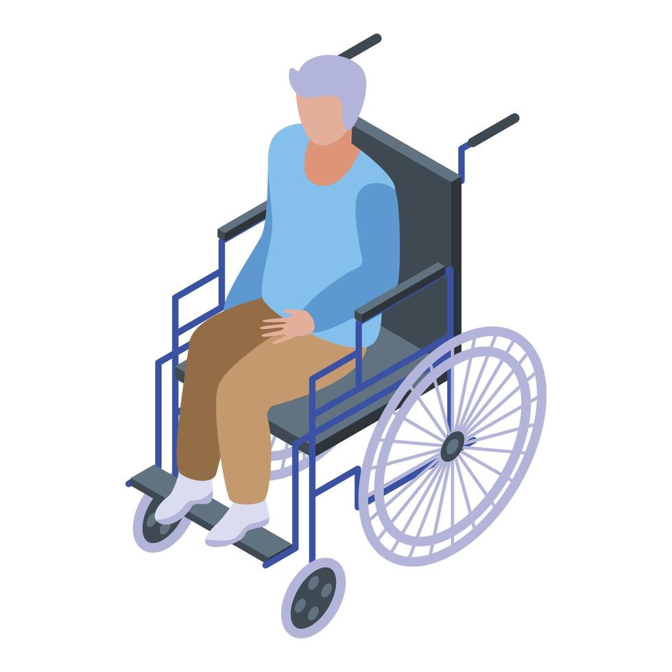 Man alzheimers disease in wheelchair icon, isometric style vector