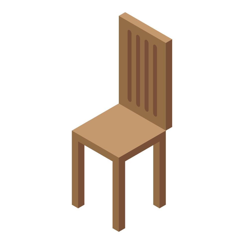 Wood chair icon, isometric style vector