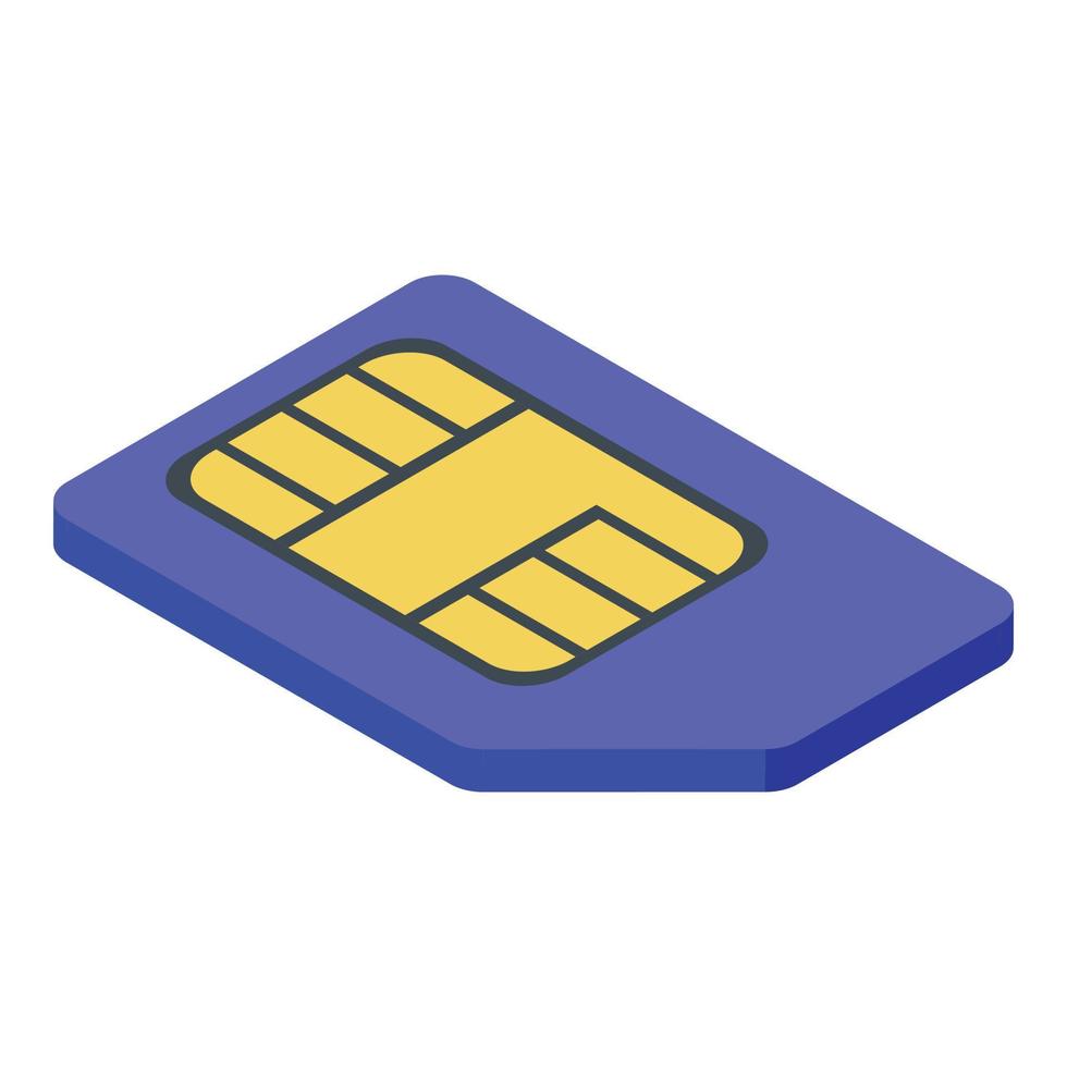 Gsm sim card icon, isometric style vector