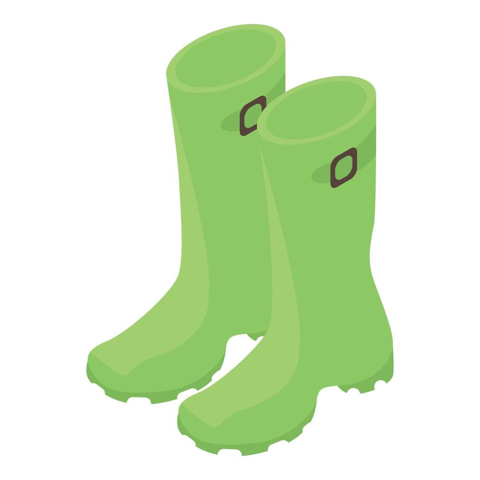 icono de botas de goma, estilo isométrico vector