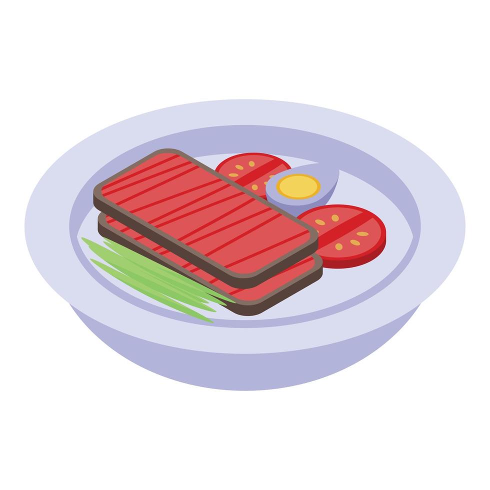 French healthy breakfast icon, isometric style vector