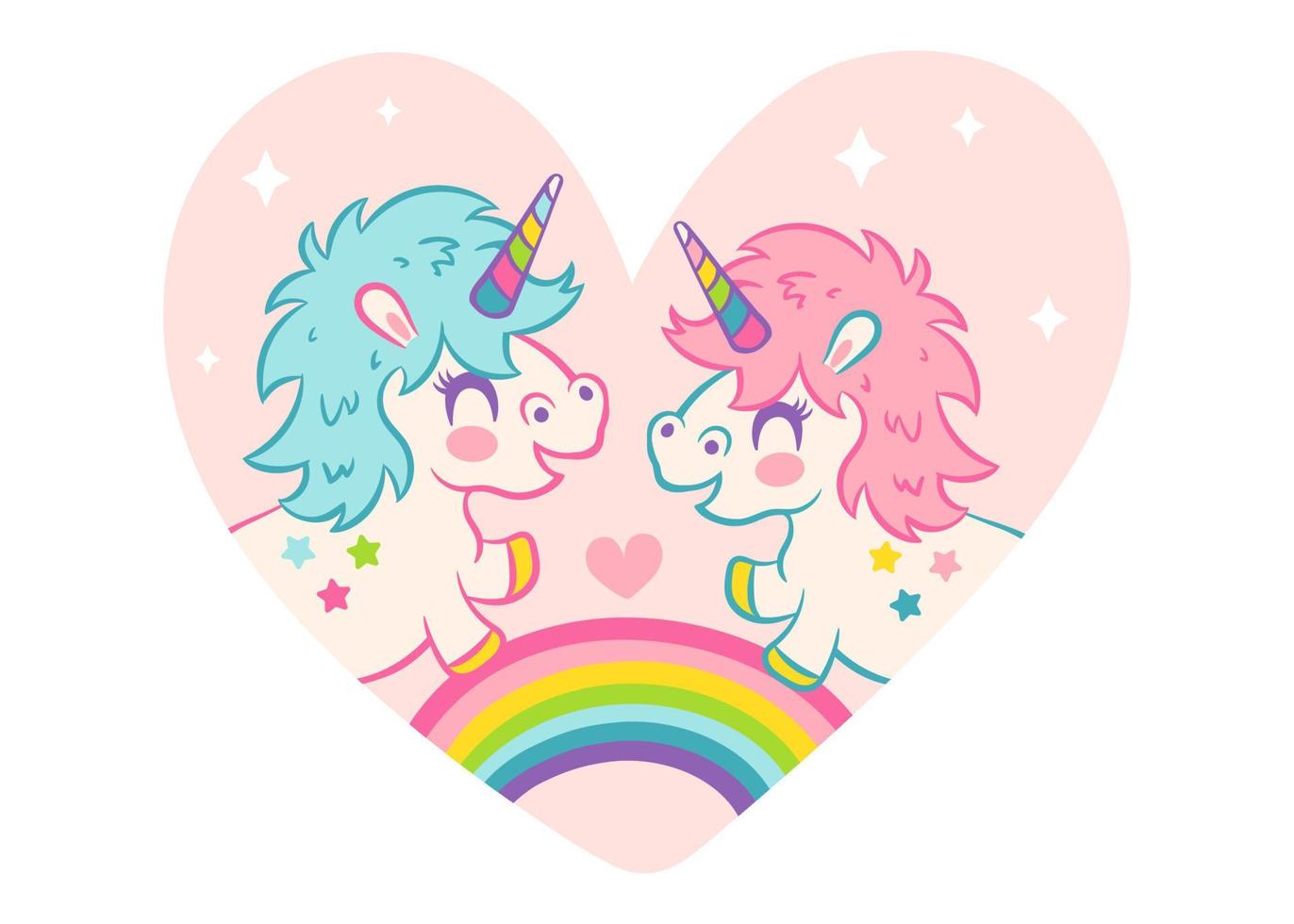 Vector card cute unicorns