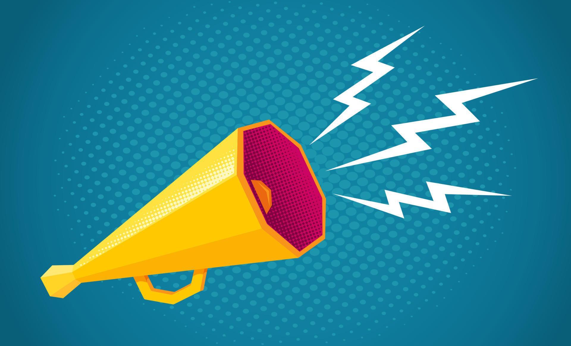 Retro megaphone on yellow background 15845918 Vector Art at Vecteezy