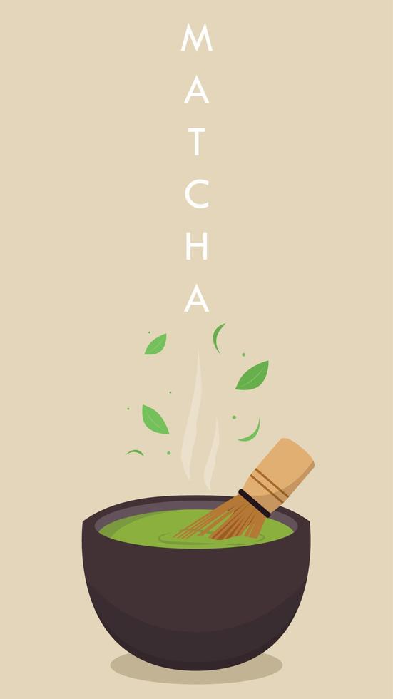 Matcha cup vector. green tea vector. wallpaper. Green tea poster design. tea whisk vector. vector