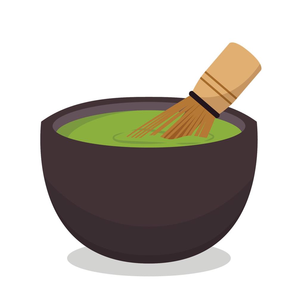 vector de taza de matcha. vector de té verde. fondo de pantalla. diseño de carteles de té verde. vector de batidor de té.