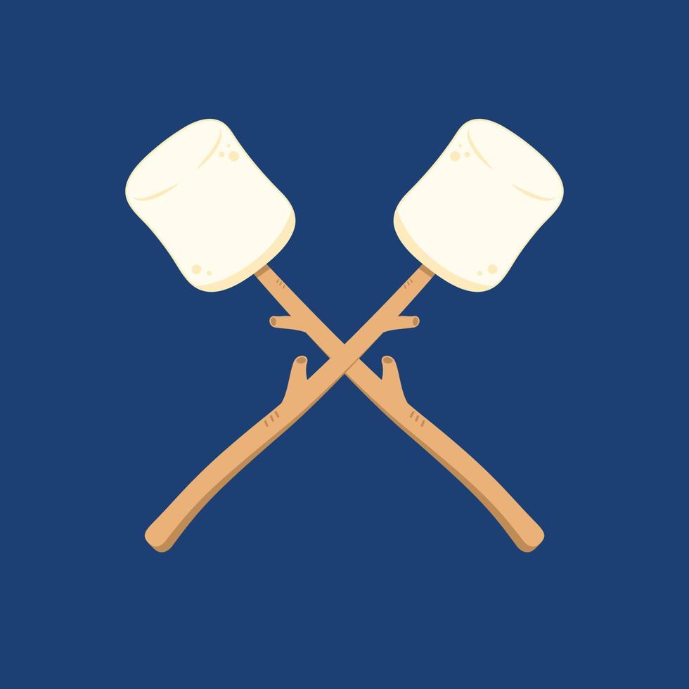 Marshmallow stick. Marshmallow logo design. White Marshmallow icon. vector