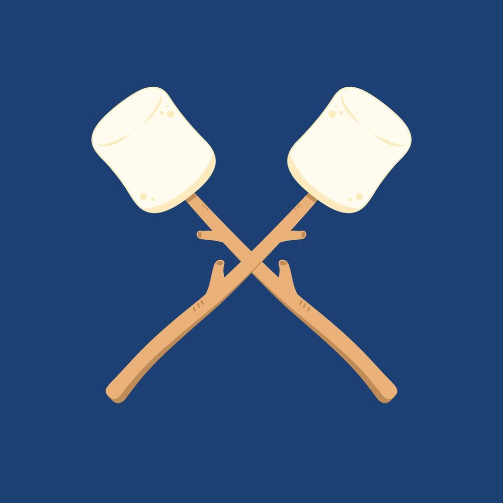 Marshmallow stick. Marshmallow logo design. White Marshmallow icon. vector