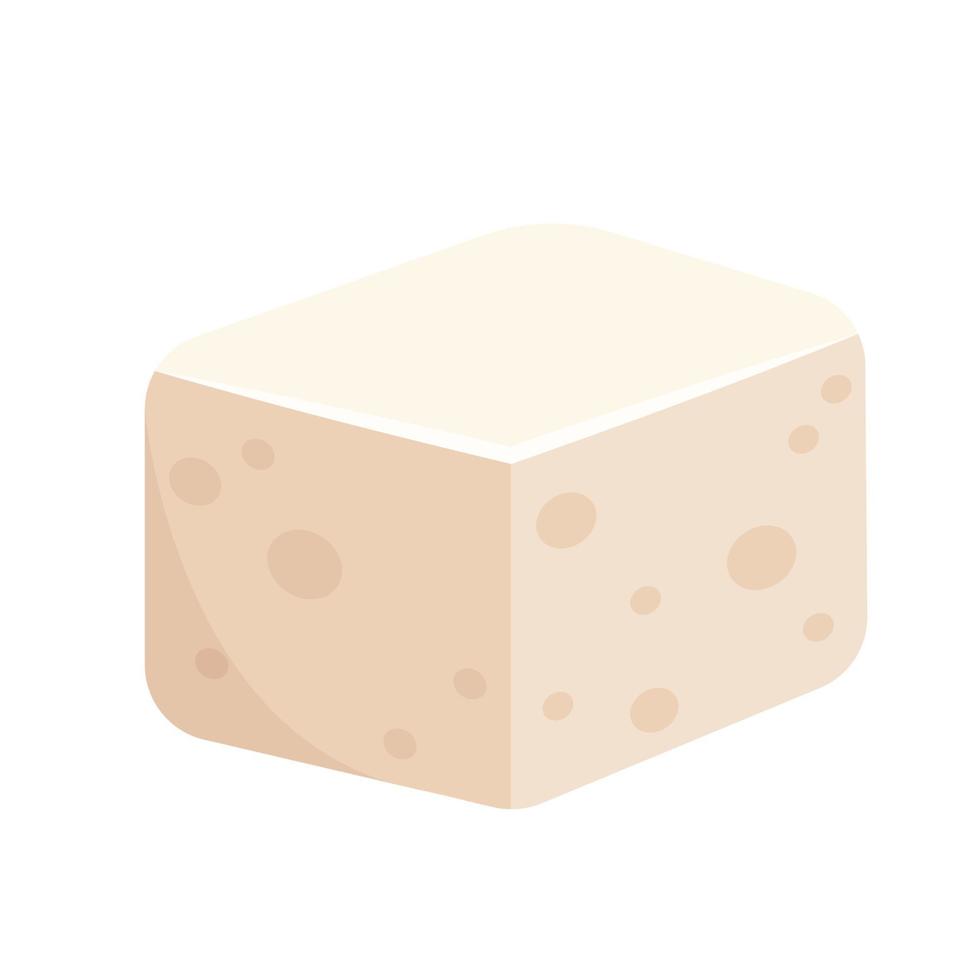 vector de tofu blanco. estilo de dibujos animados de tofu aislado sobre fondo blanco. nutrición vegetariana, comida saludable.