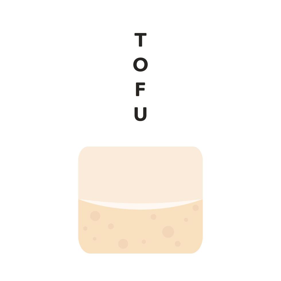 vector de tofu blanco. estilo de dibujos animados de tofu aislado sobre fondo blanco. nutrición vegetariana, comida saludable.