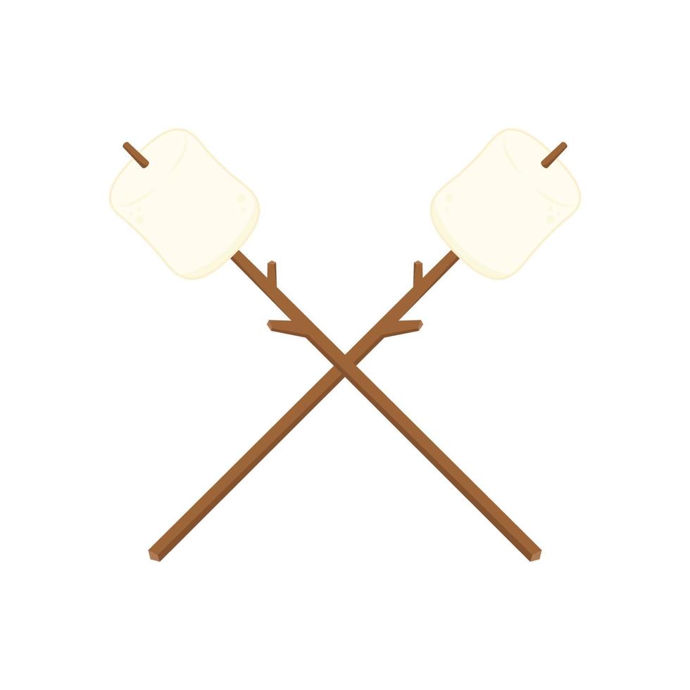 Marshmallow stick. Marshmallow logo design. White Marshmallow icon. vector