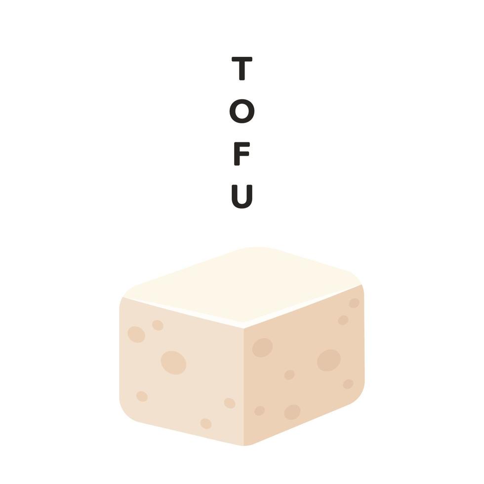 vector de tofu blanco. estilo de dibujos animados de tofu aislado sobre fondo blanco. nutrición vegetariana, comida saludable.