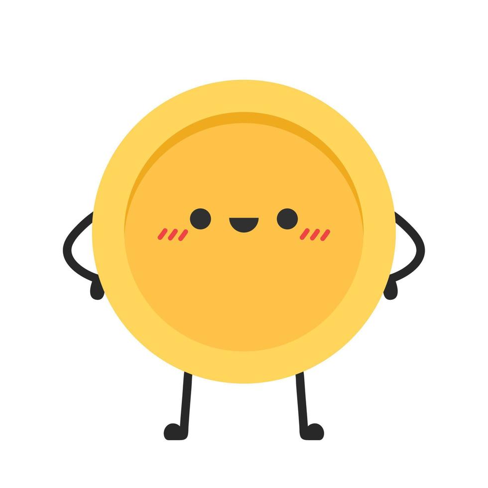Coin character design. Glad. Coin and Smart phone cartoon vector. Black for text. vector