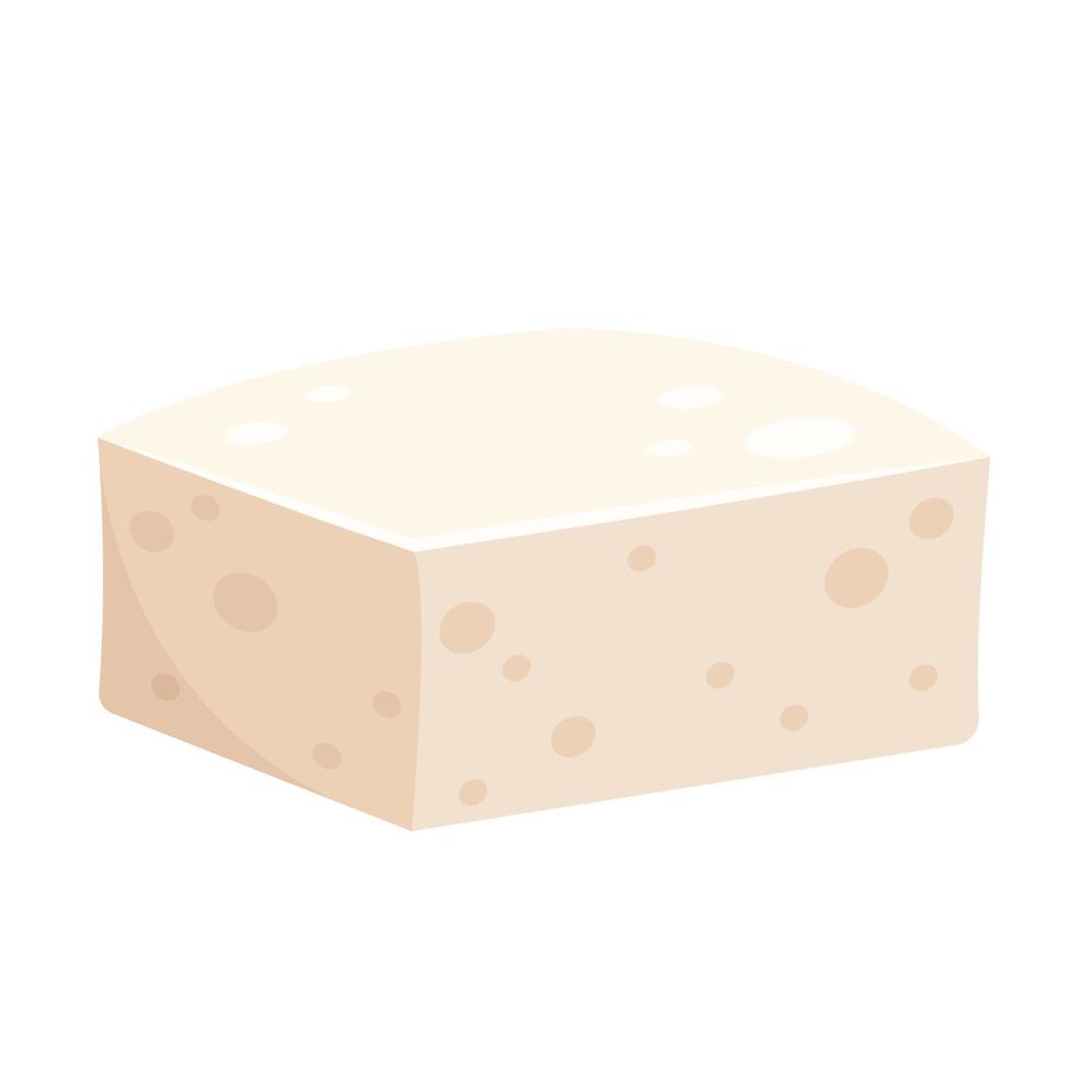 White Tofu vector. Tofu cartoon style isolated on white background. Vegetarian nutrition, healthy food. vector