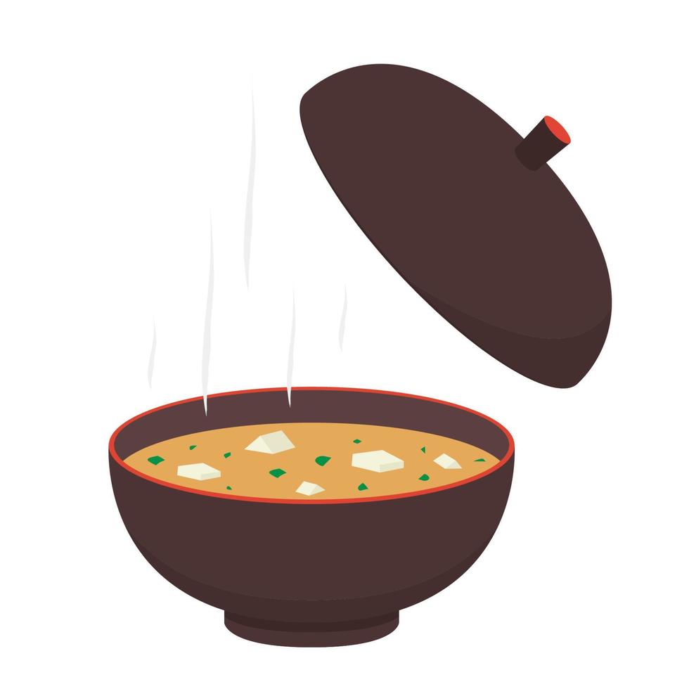 Miso soup in cup. Japan cup vector. wallpaper. free space for text. vector