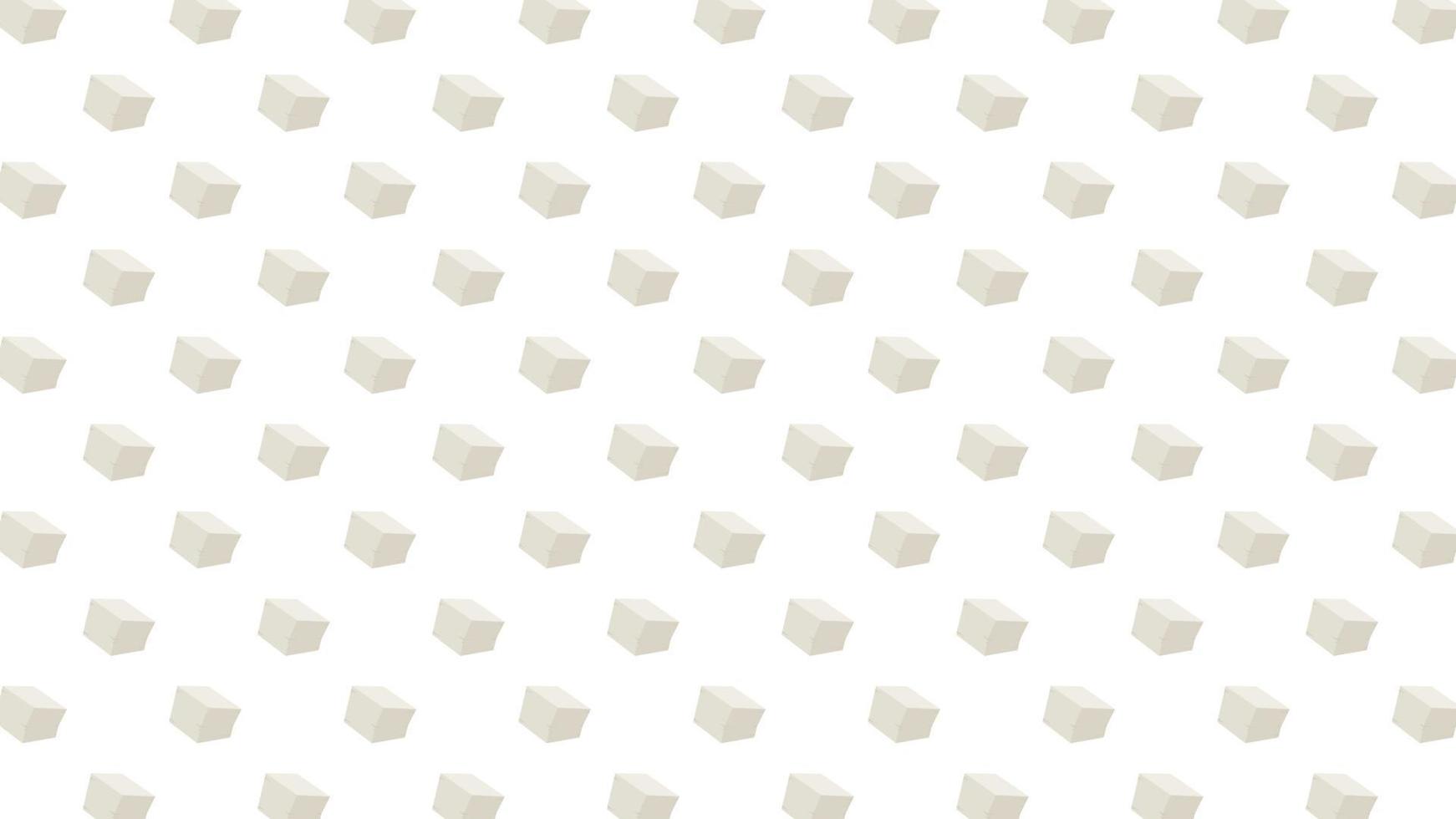 Tofu pattern wallpaper. White Tofu cartoon style isolated on white background. Vegetarian nutrition, healthy food. vector