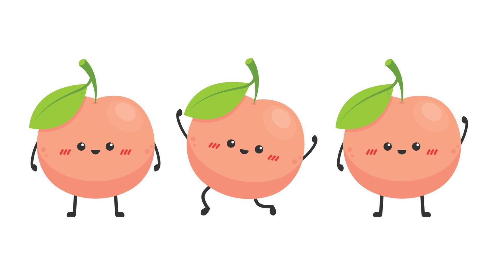 Peach character. peach on white background. wallpaper. vector