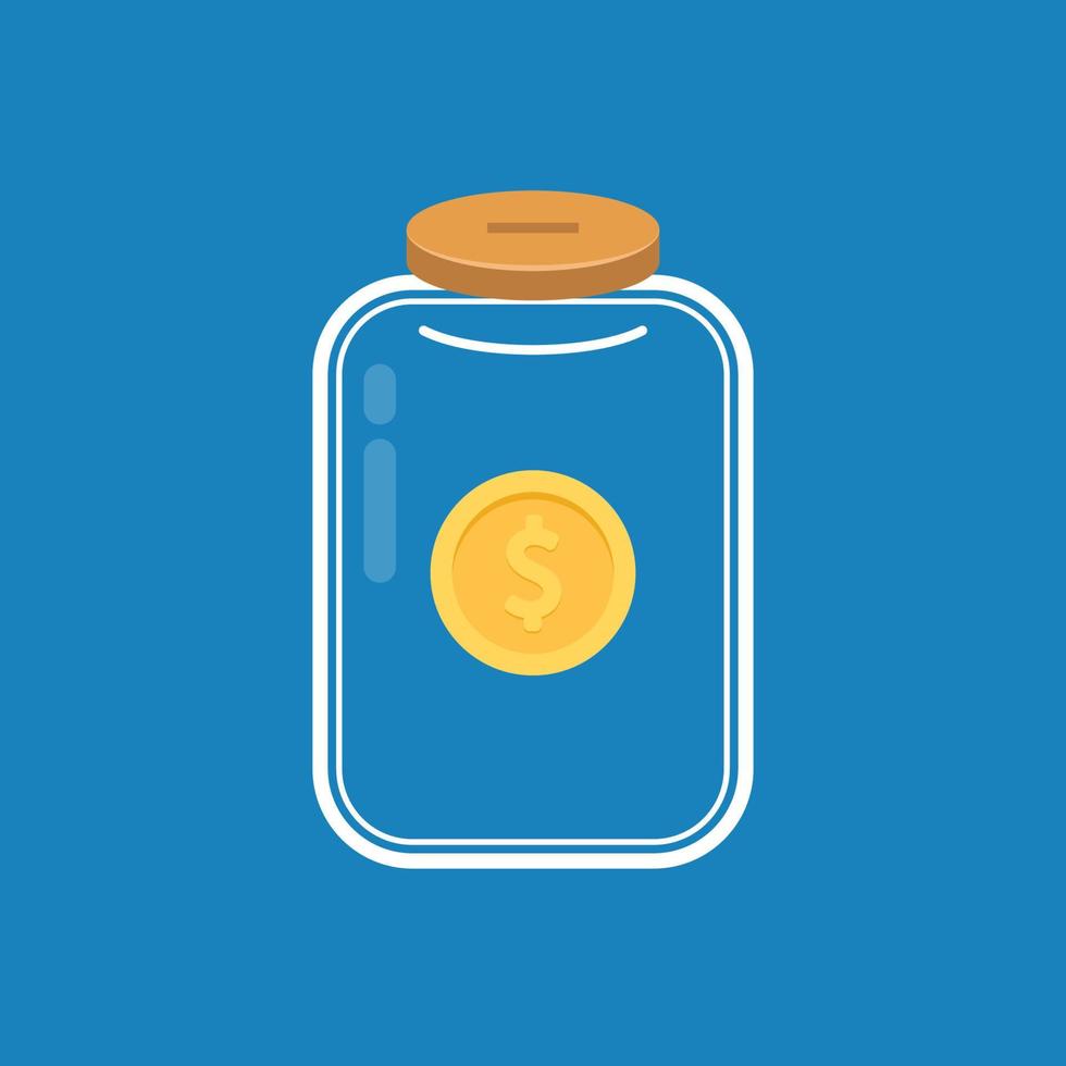 Jar coin vector. wallpaper. free space for text. copy space. bottle coin. vector