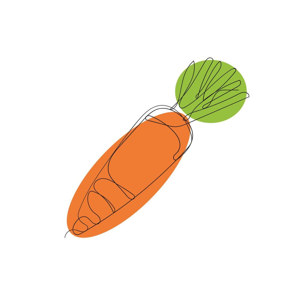 continuous line drawing vegetable carrots illustration vector