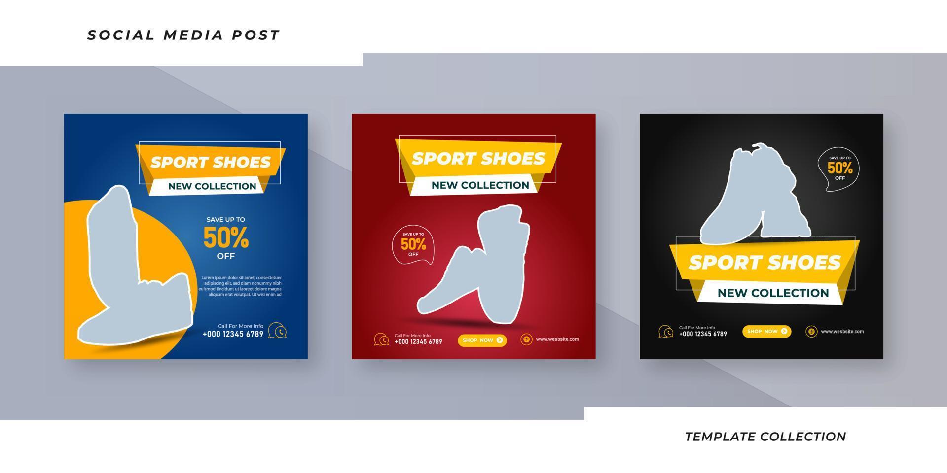 Shoes social media post templates design promotional web banner vector