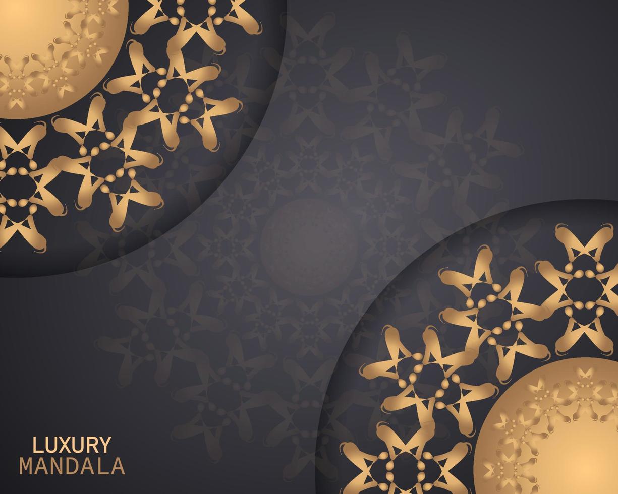 plantillas de tarjetas de invitación con motivos dorados y fondo de mandala de lujo de color de cristales con patrón arebesque dorado estilo árabe islámico oriental. mandala decorativa de estilo ramadán, pancarta de volante vector