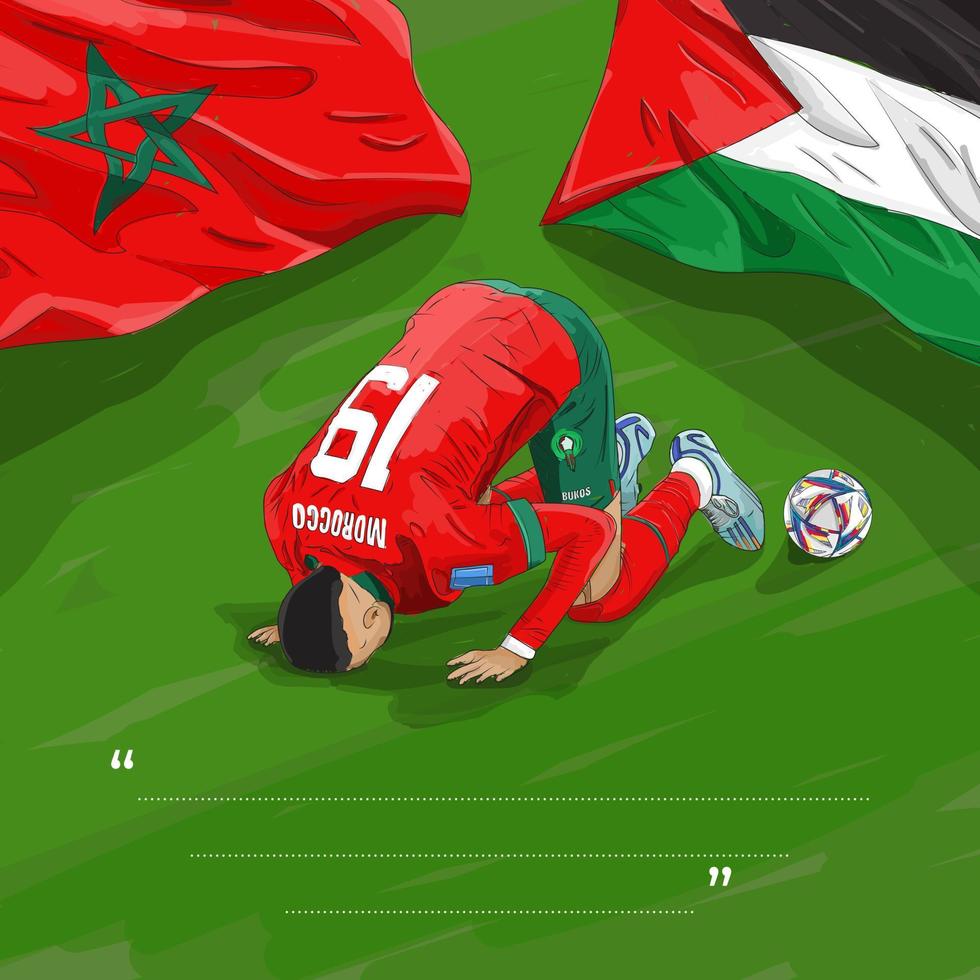 Moroccan footballers celebration after soccer match in 2022 world cup vector