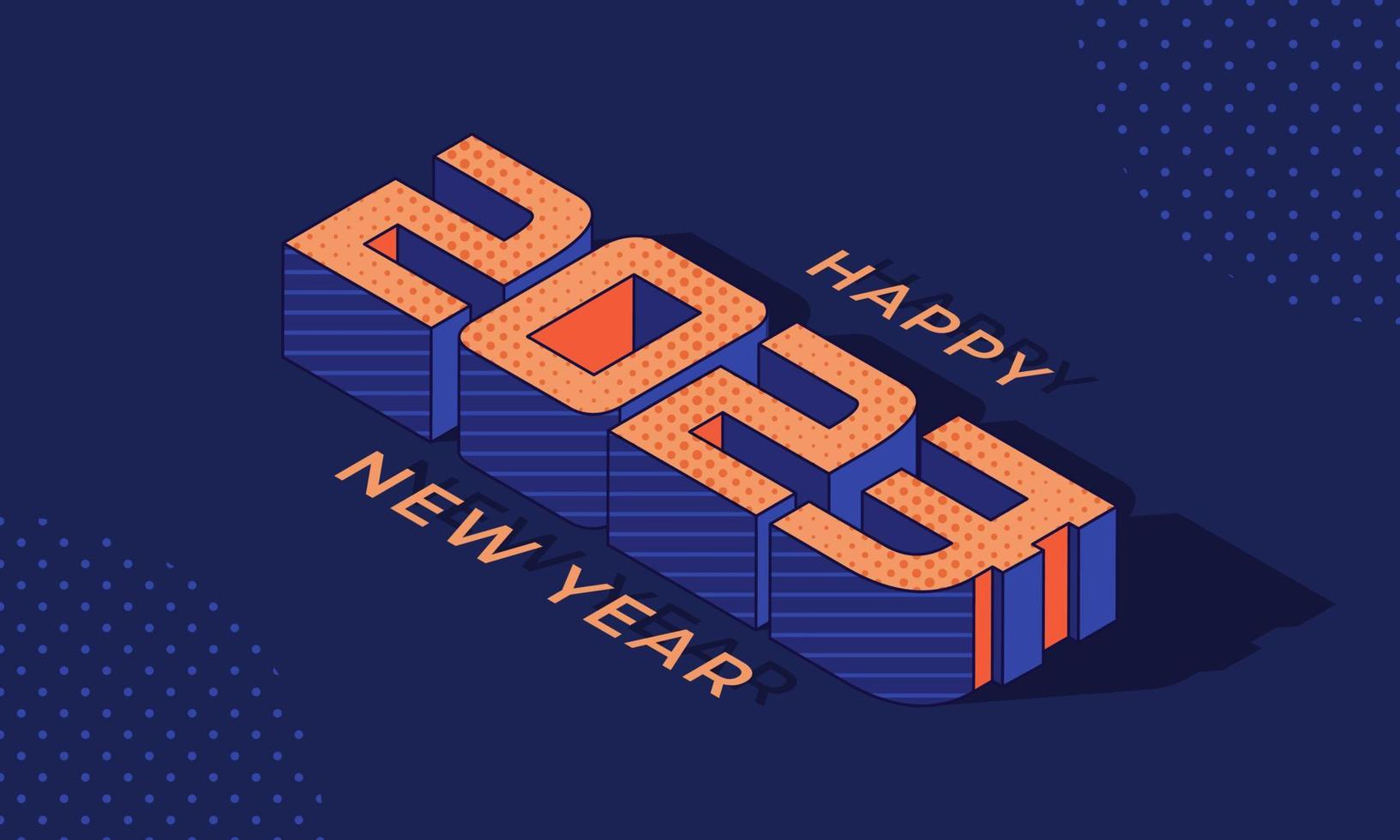 Happy New Year 2023 cartoon isometric style vector